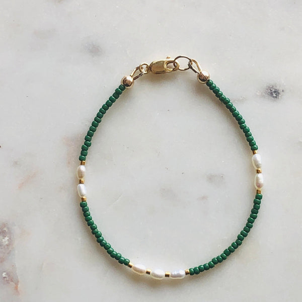Tiny Pearl + Glass Bead Bracelet