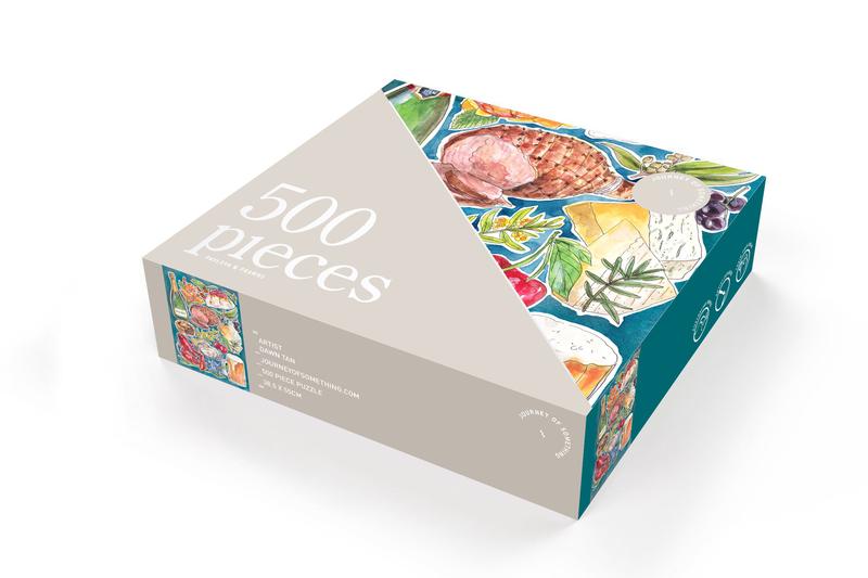 500 Piece Puzzle, Pavlova + Prawns