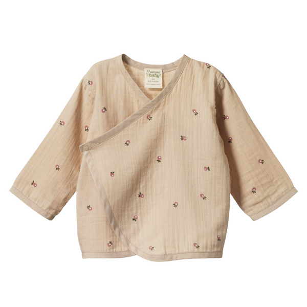 Nature Baby Muslin Kimono Jacket Posey Blossom Fawn