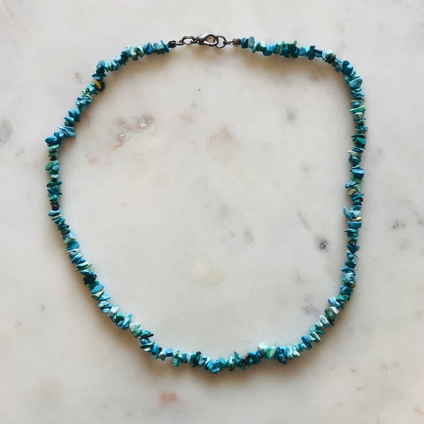 Crystal Chip Necklace, India Turquoise