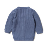 Knitted Button Cardigan, Blue Depths
