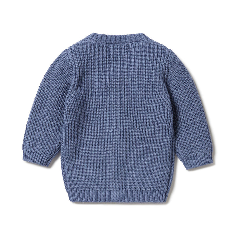 Knitted Button Cardigan, Blue Depths
