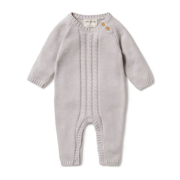 Wilson & Frenchy Knitted Cable Growsuit Nimbus Cloud