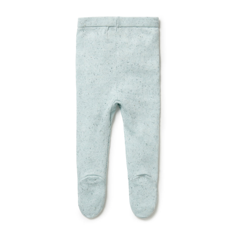 Knitted Legging With Feet, Mint Fleck