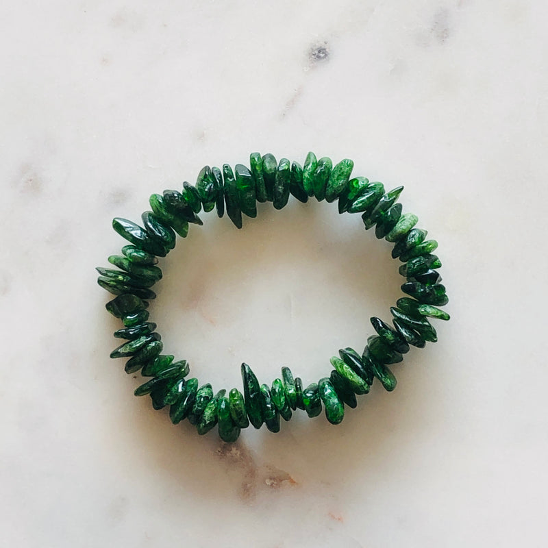 Crystal Chip Bracelet, Chunky Green Garnet