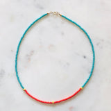 Glass + 3 24k Gold Plated Beads Necklace