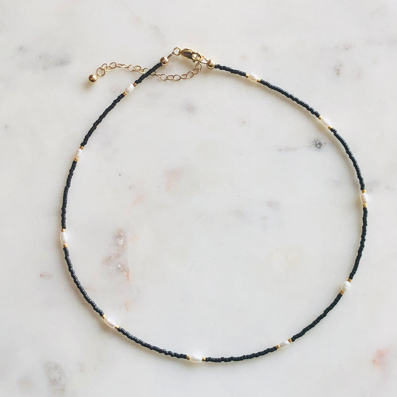Satellite With Tiny Pearl + 14k Gold Necklace