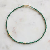 Glass + 3 24k Gold Plated Beads Necklace