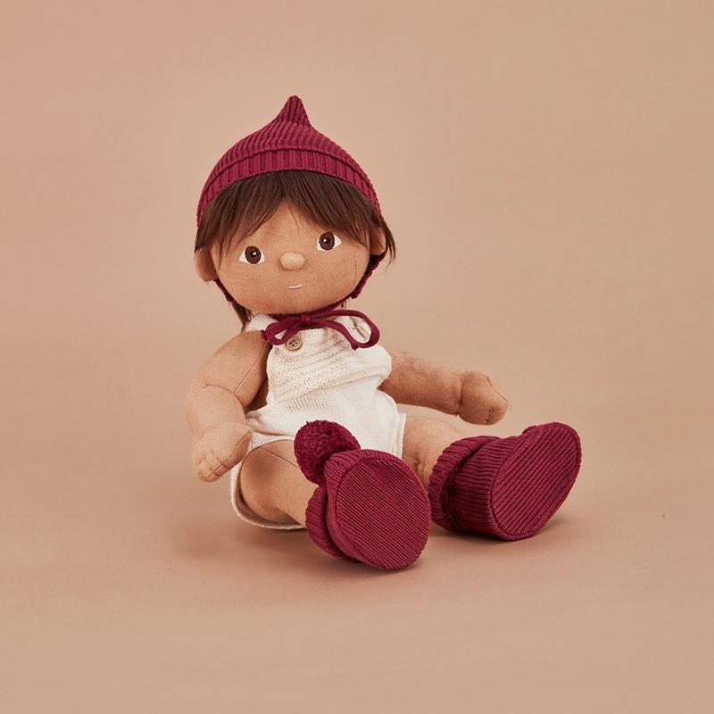 Dinkum Doll Snuggly Knit Set, Plum