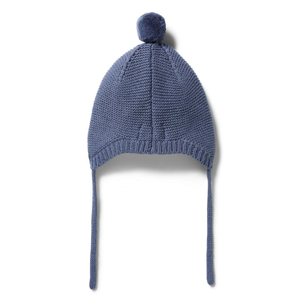 Knitted Cable Bonnet, Blue Depths