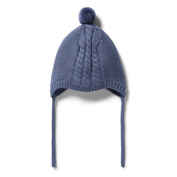 Wilson & Frenchy Knitted Cable Bonnet Blue Depths
