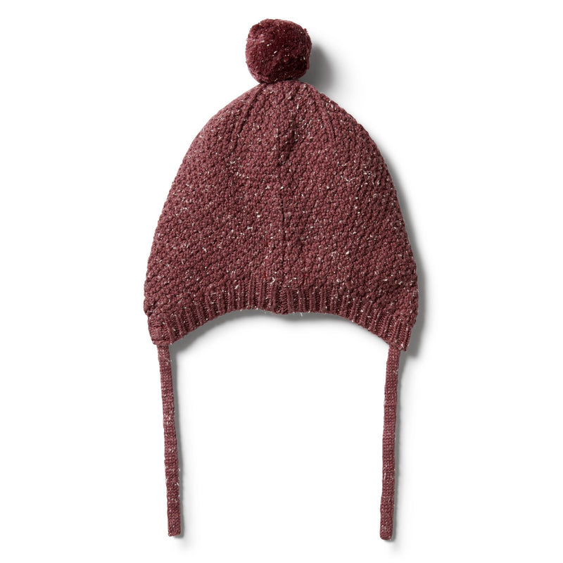 Knitted Cable Bonnet, Wild Ginger Fleck