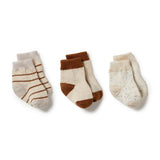 Wilson & Frenchy Organic 3 Pack Baby Socks Oatmeal-Nimbus-Dijon