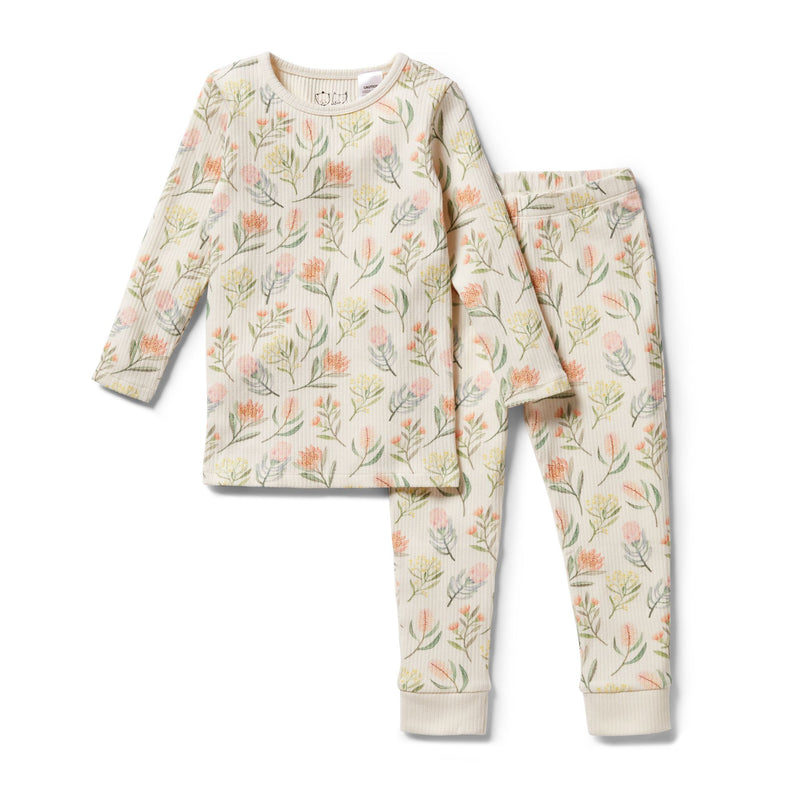 Wilson & Frenchy Organic Rib Long Sleeve Pyjamas Pretty Floral