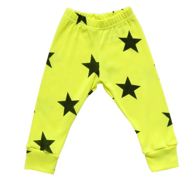 Stars Leggings, Neon Yellow